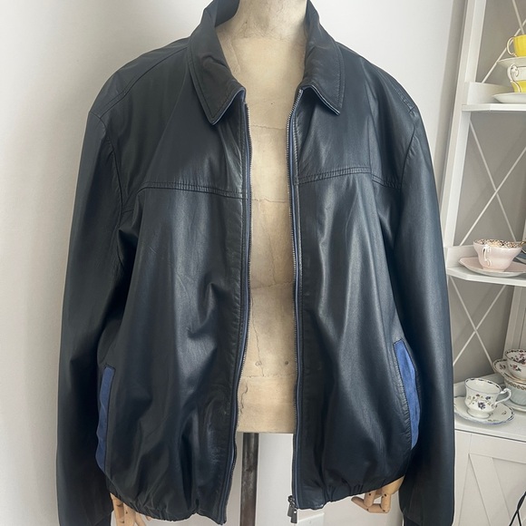 Baldinini Men's Blue Leather Jacket - Picture 12 of 12